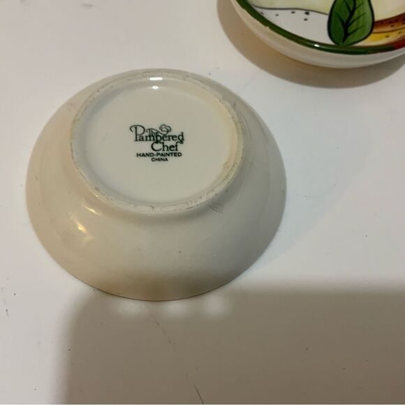 Pampered Chef Small Oil/Serving Bowls Hand Painted  Bright Colors Set of 3 G22 - Picture 3 of 6